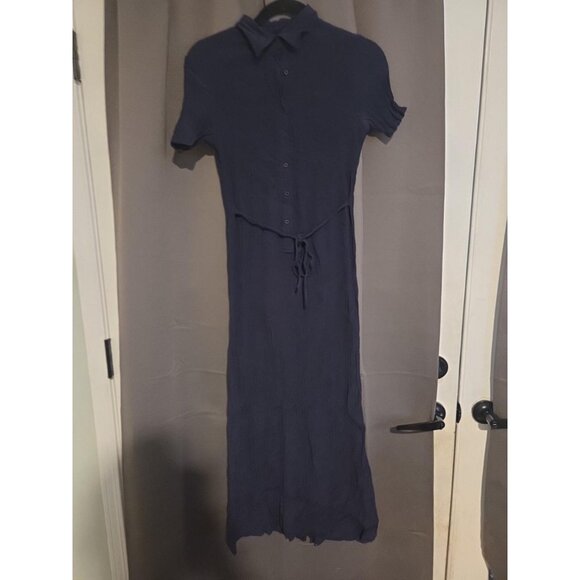 Navy Blue Ribbed Button Front - Picture 1 of 1